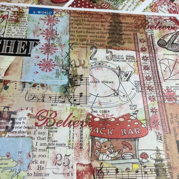 Christmas Junk Journal Ephemera Collage Prints 10 Pages Grunge Look mq - Picture 4 of 12